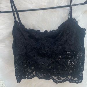 lace black crop top